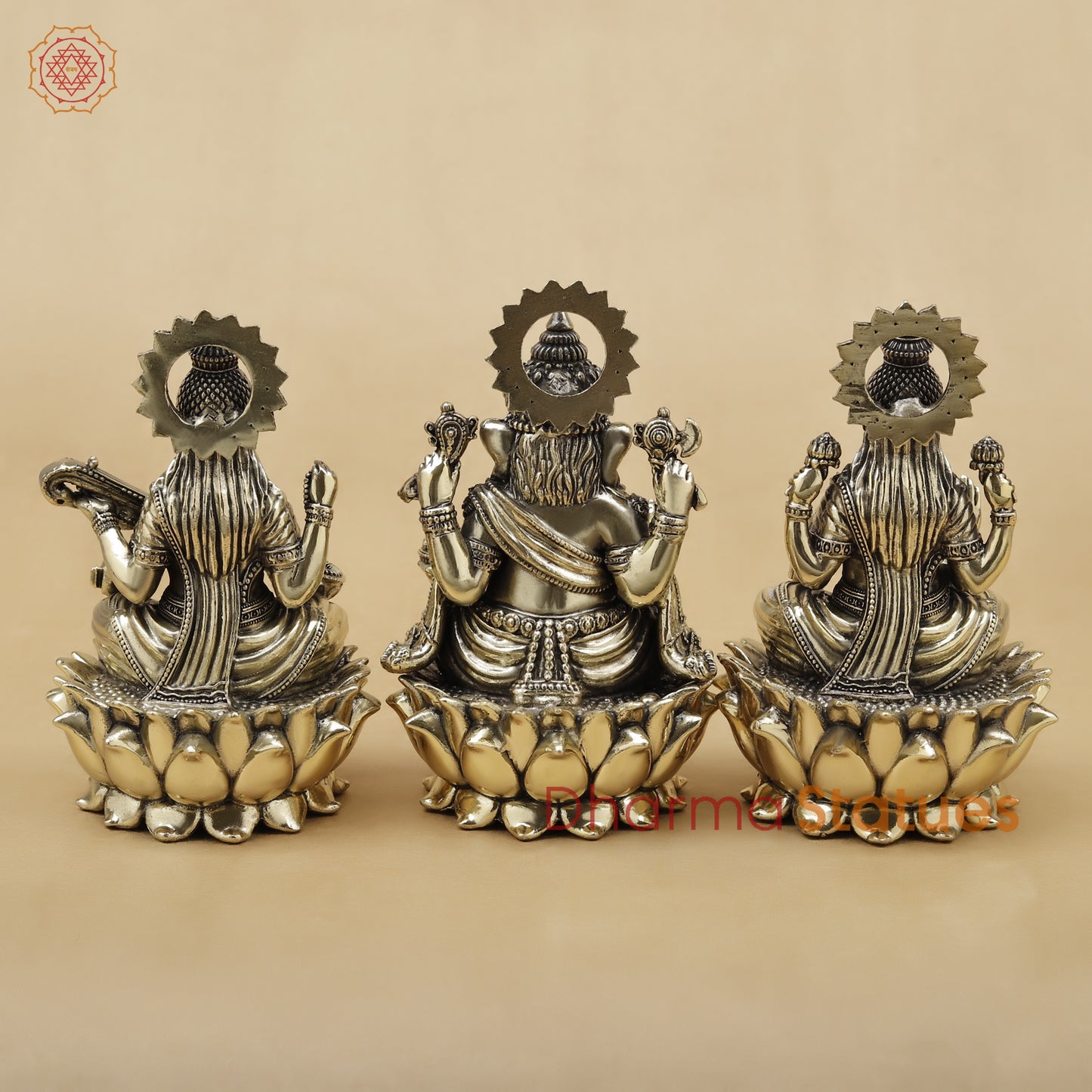 Brass Lakshmi Ganesh Saraswati Fine, 5"