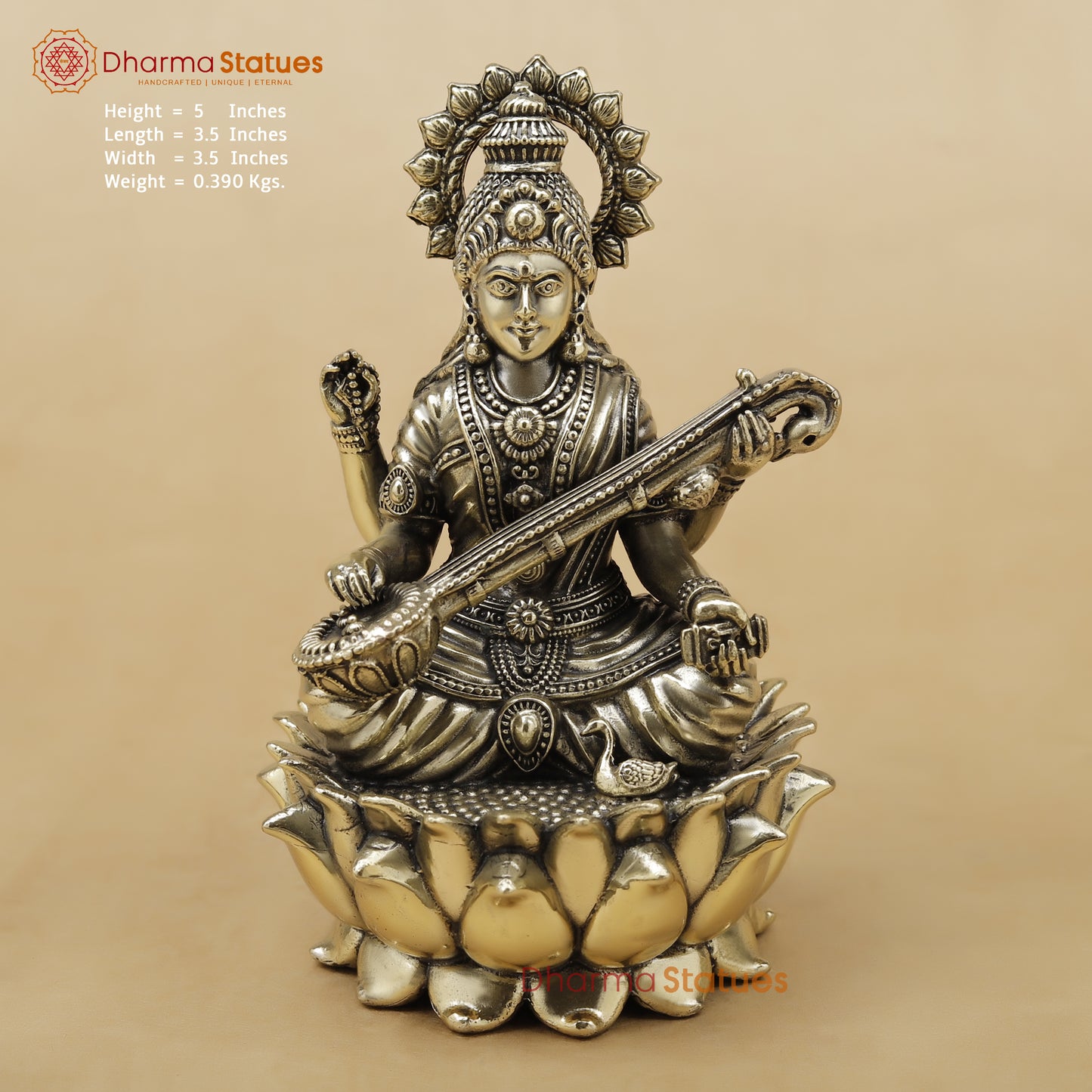 Brass Saraswati Fine, 5"