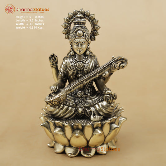 Brass Saraswati Fine, 5"
