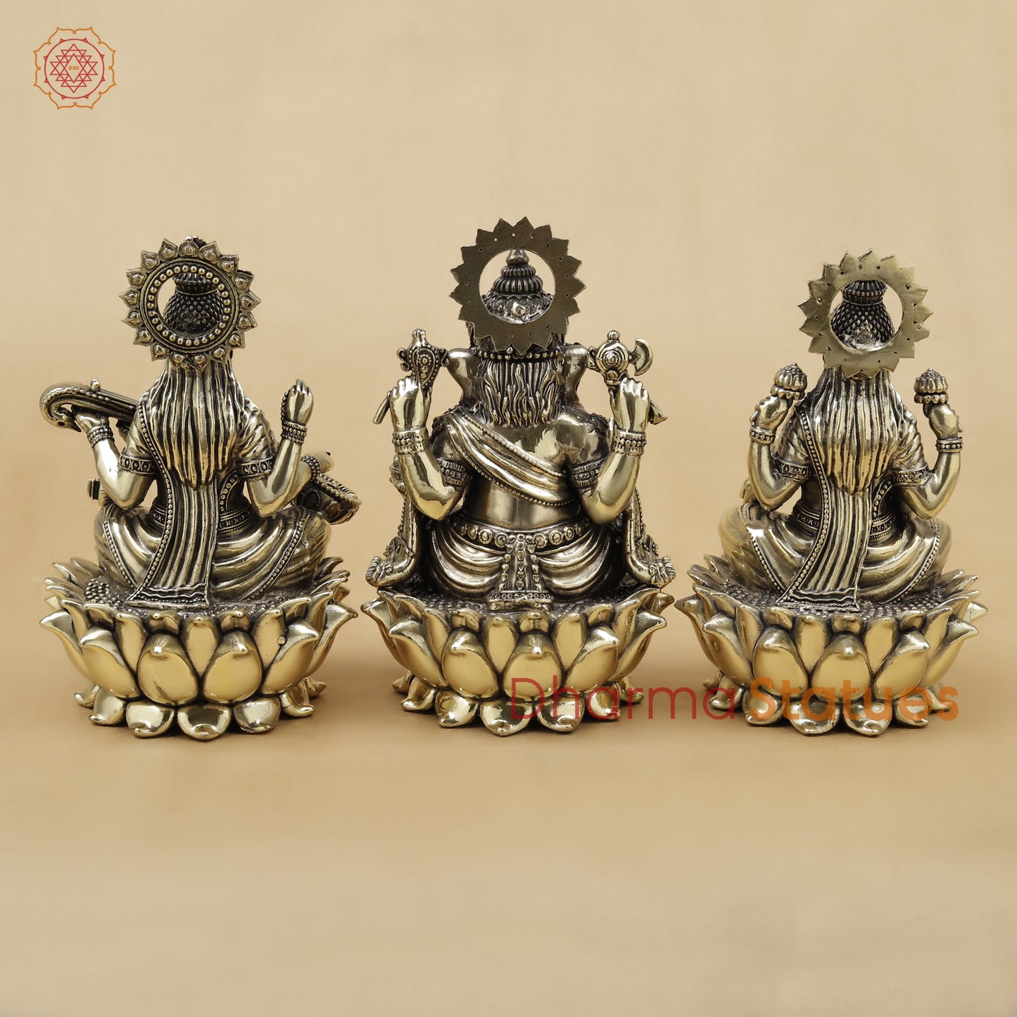 Brass Lakshmi Ganesh Saraswati Fine, 6"
