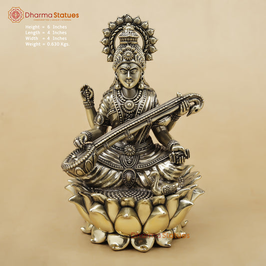 Brass Saraswati Fine, 6"