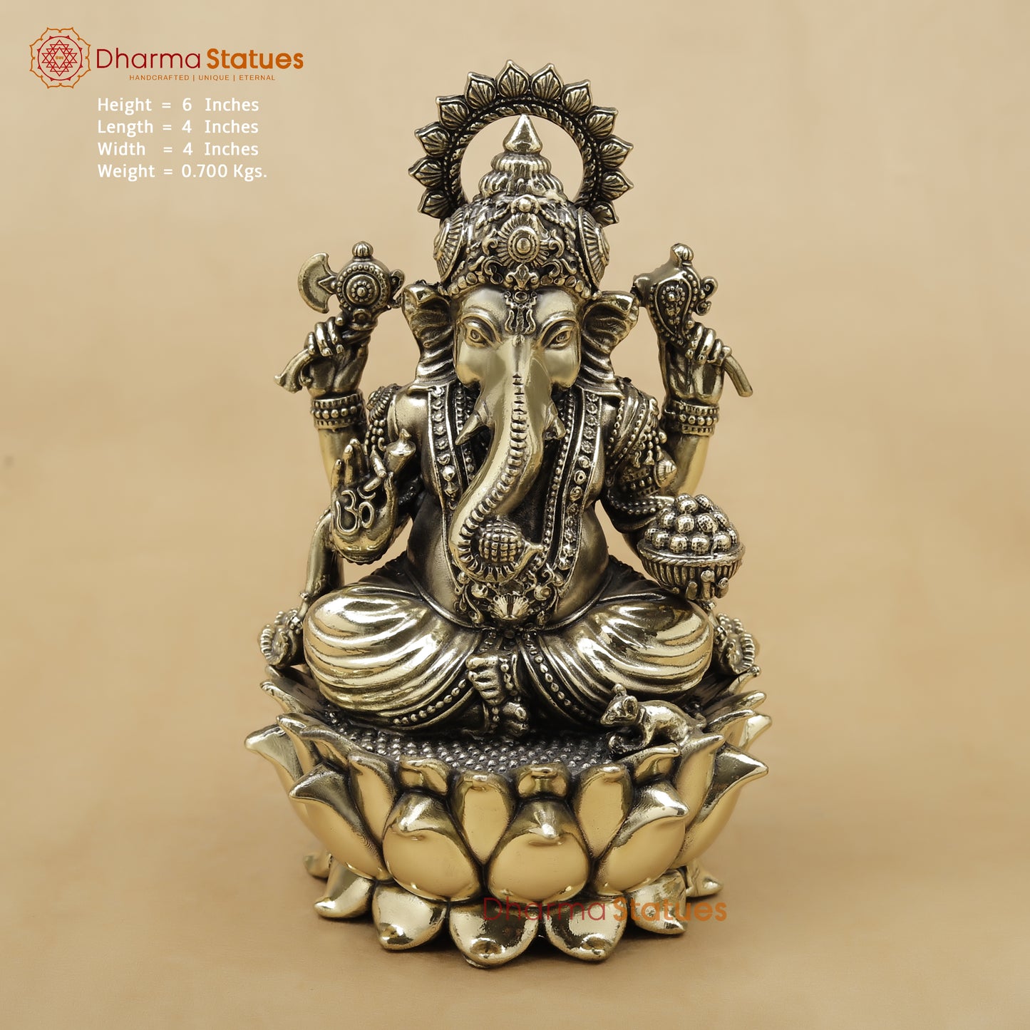 Brass Ganesh Fine, 6"