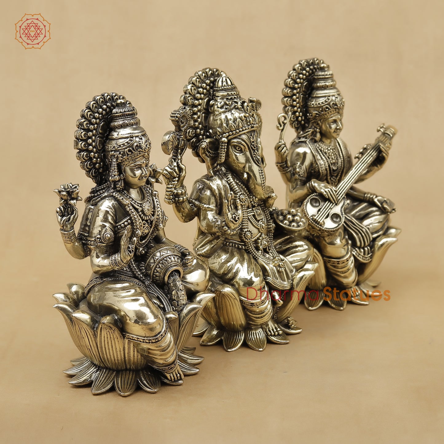 Brass Lakshmi Ganesh Saraswati Fine, 6"