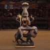 Brass Pratyangira Devi Idol, Seated on a Lion, Antique Bronze Finish 19"