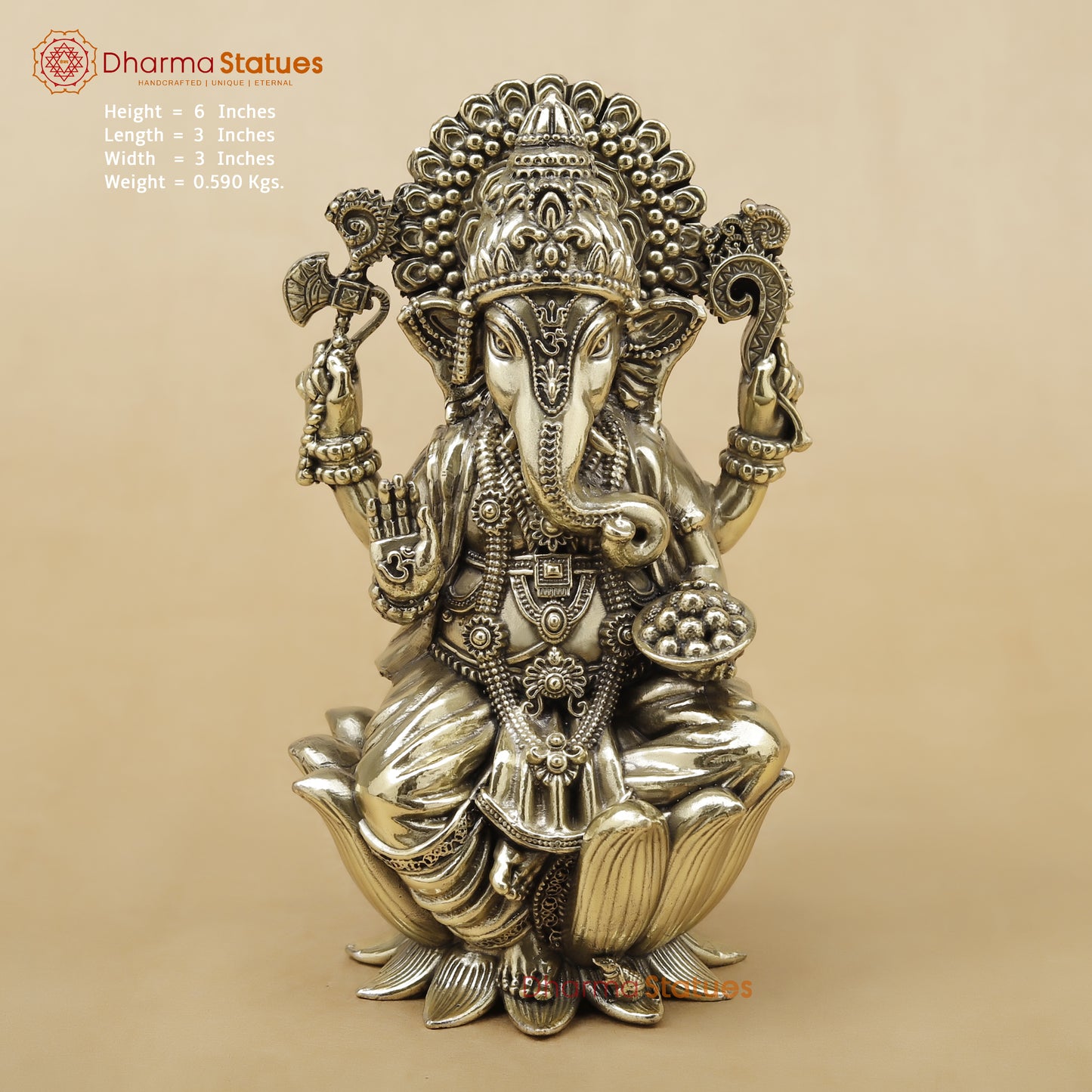 Brass Ganesh Fine, 6"