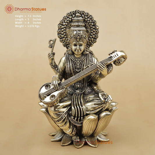 Brass Saraswati Fine, 7.5"