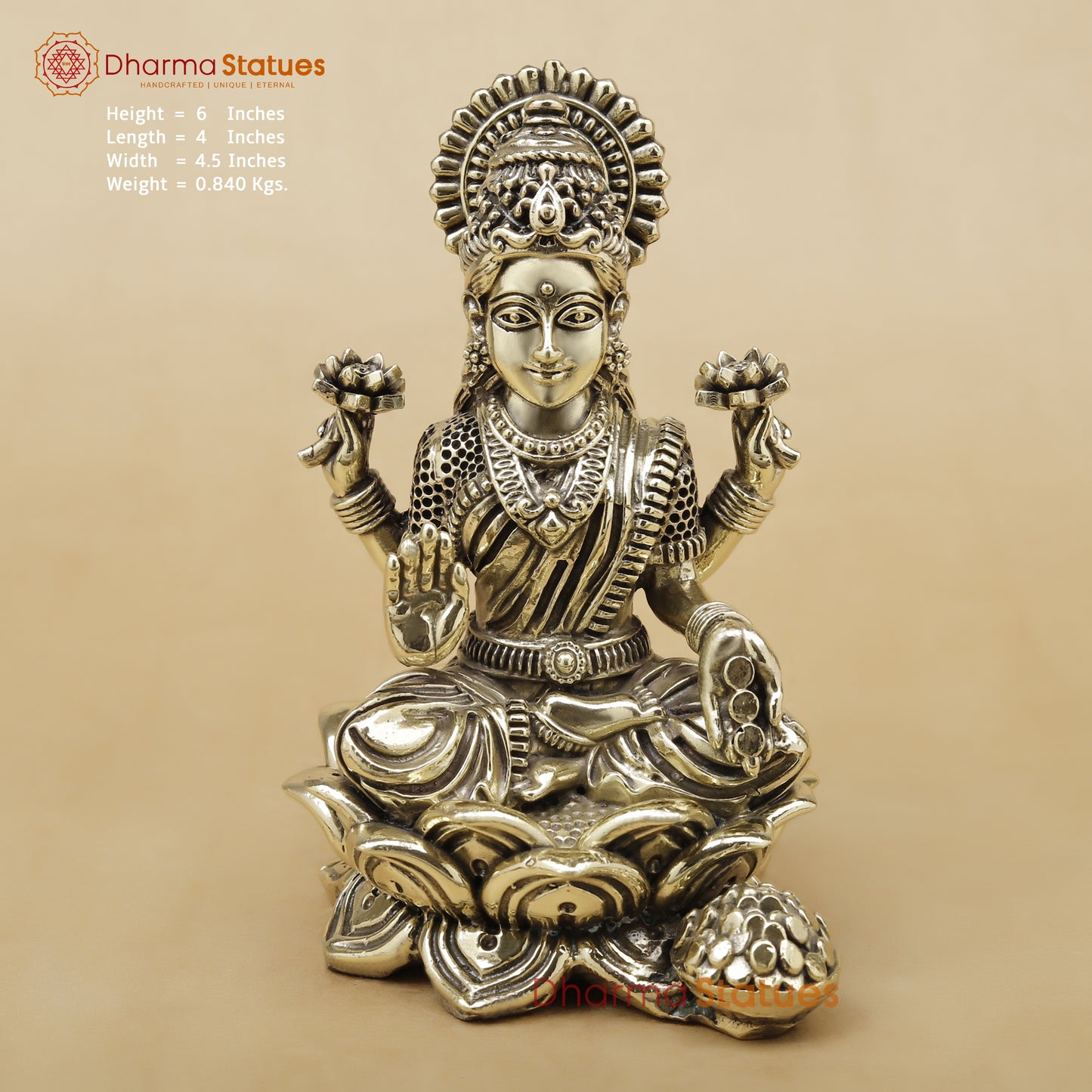 Brass Lakshmi Fine, 6"