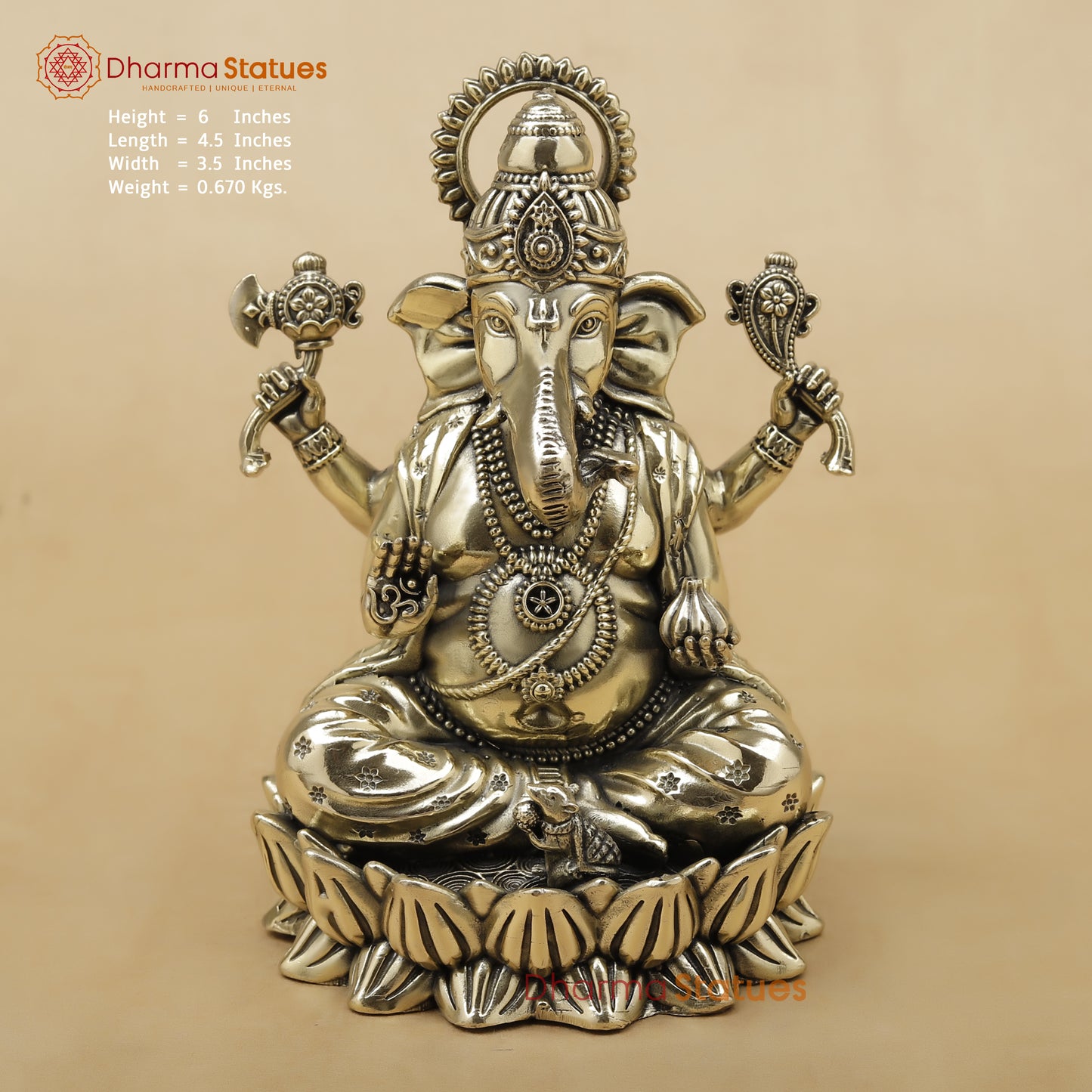 Brass Ganesh Fine, 6"