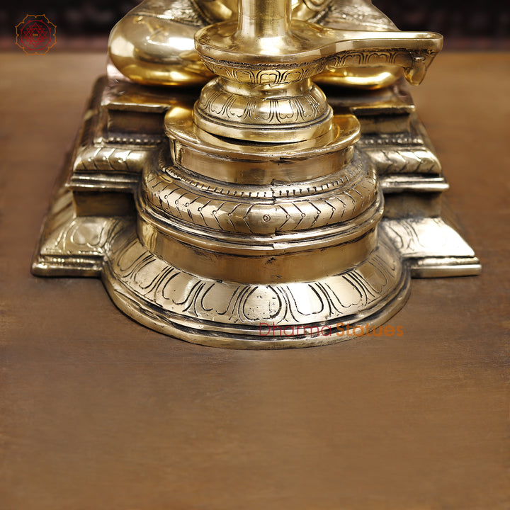 Brass Lingam Ganesh Statues, Golden Fine Finish, 14.5"