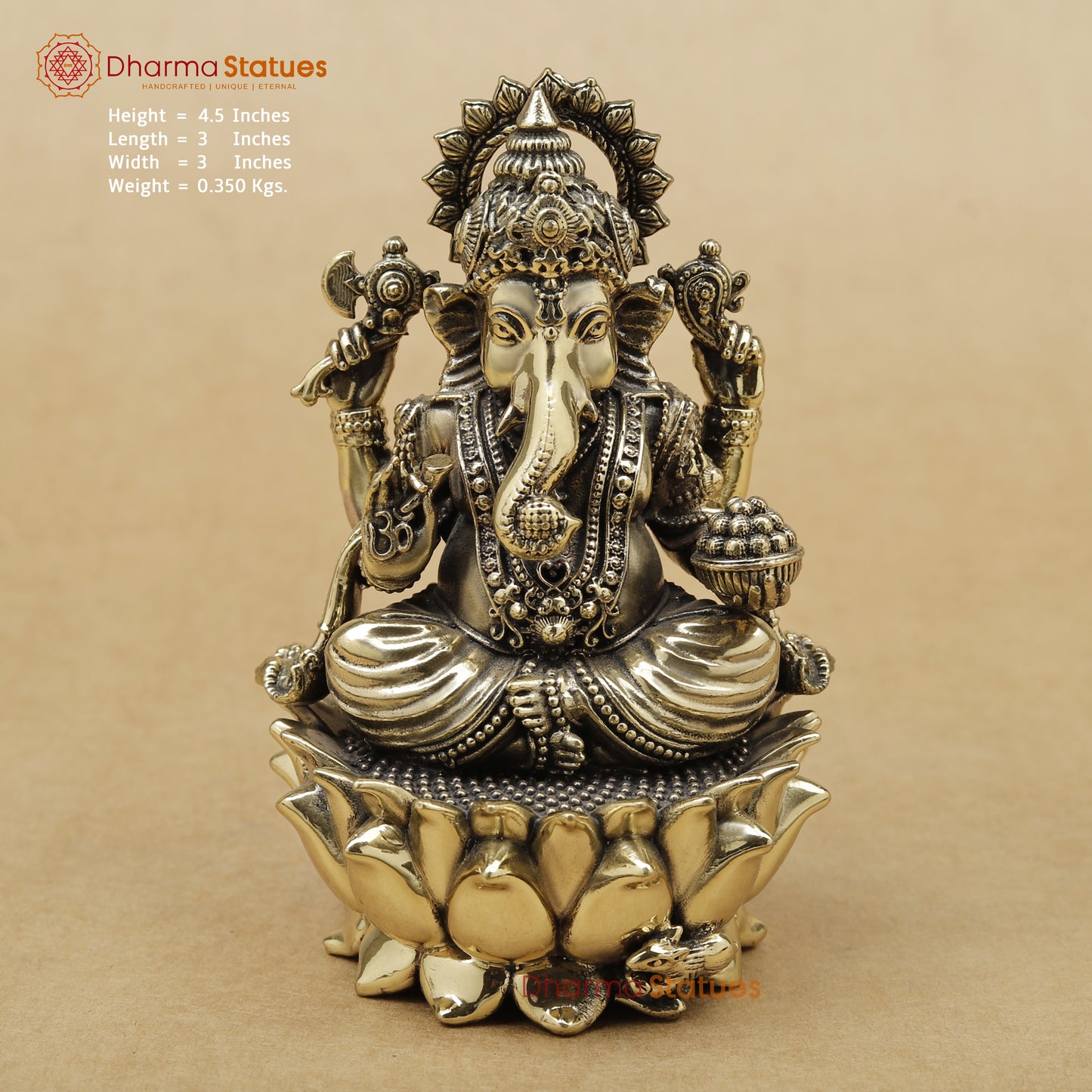 Brass Ganesh Fine, 4.5"