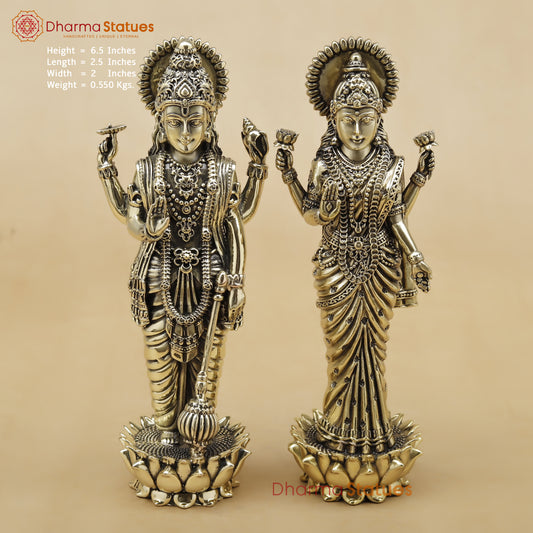 Brass Vishnu Lakshmi Fine, 6.5"