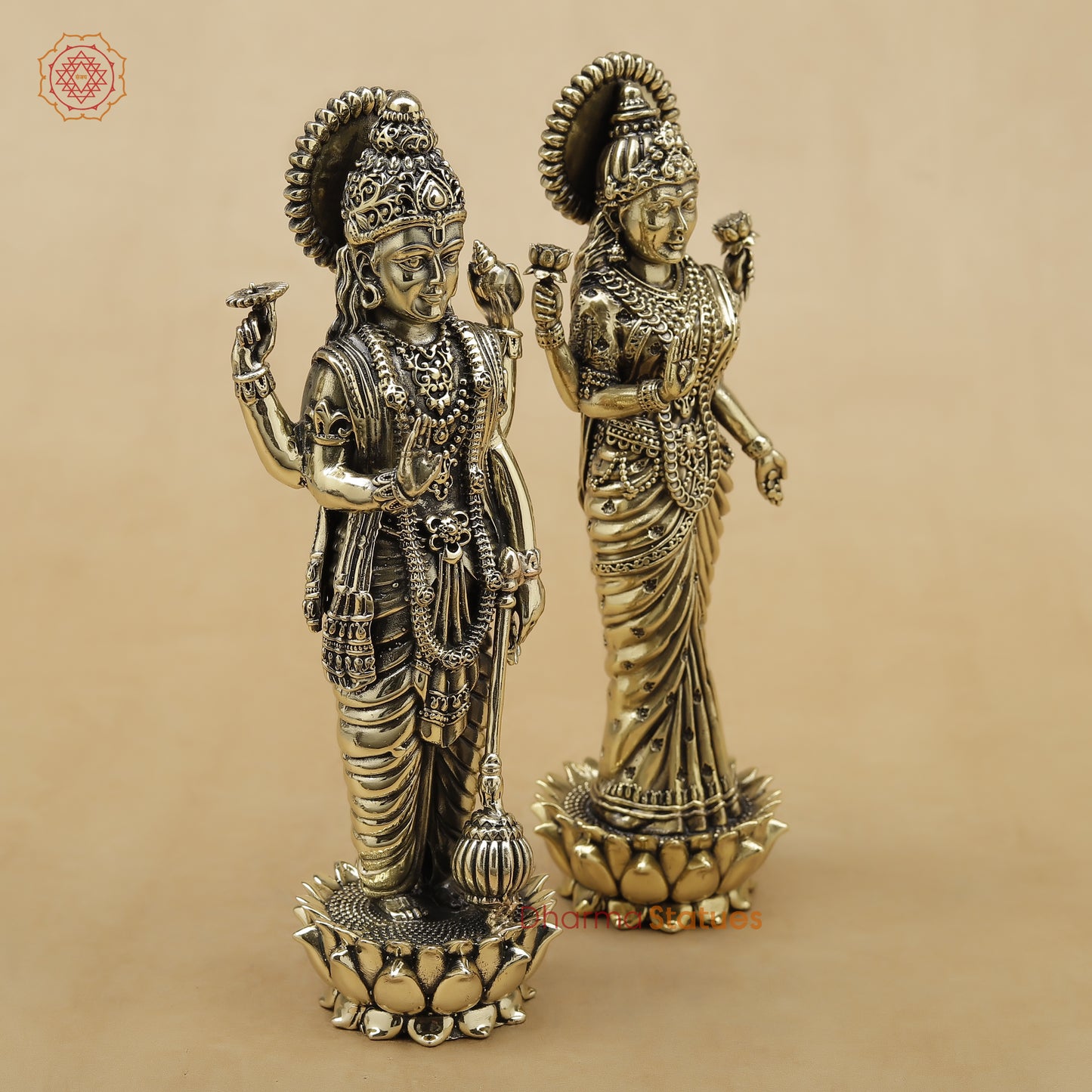 Brass Vishnu Lakshmi Fine, 6.5"
