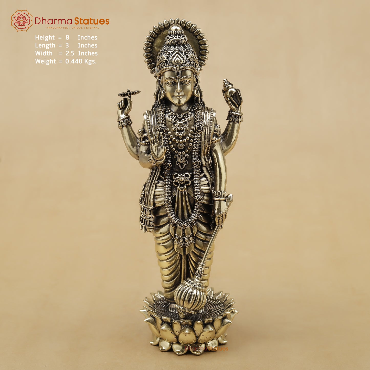 Brass Vishnu Fine, 8"