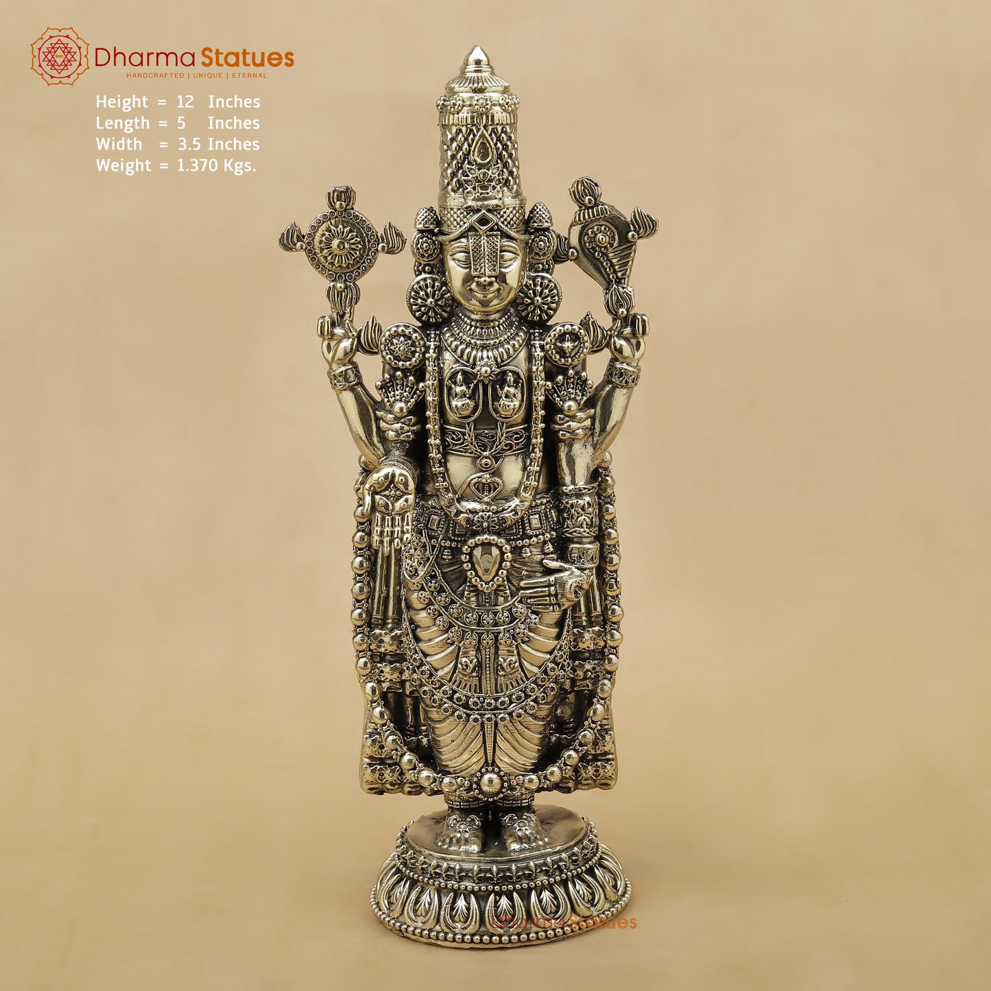 Brass Tirupati Balaji Fine, 12"