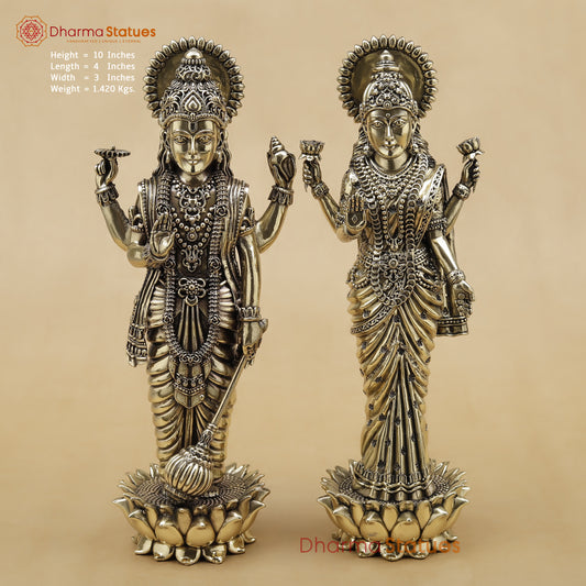 Brass Vishnu Lakshmi Fine, 10"