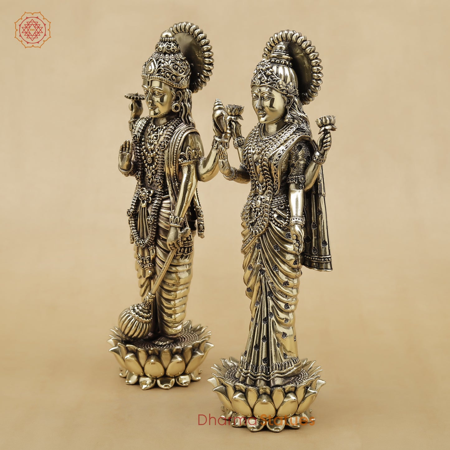 Brass Vishnu Lakshmi Fine, 10"
