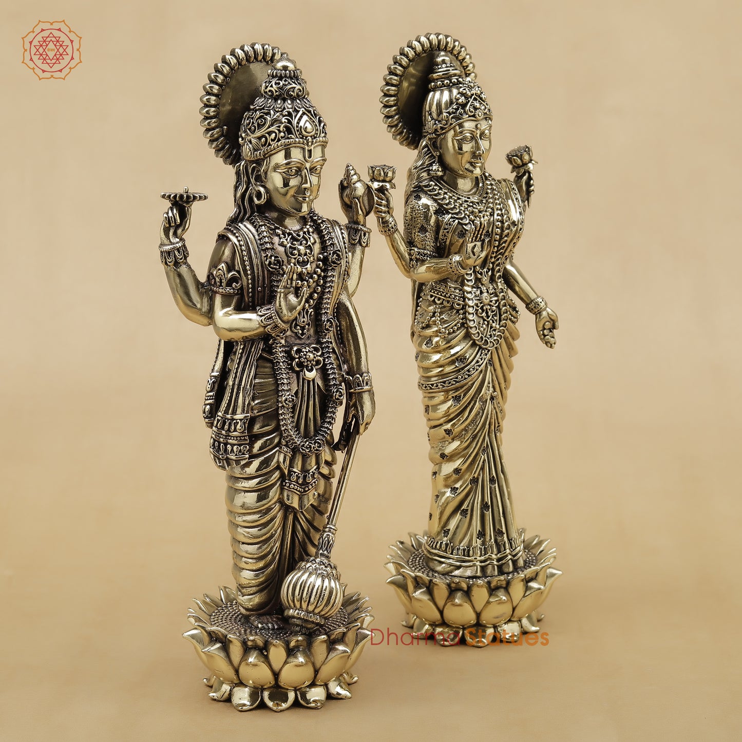Brass Vishnu Lakshmi Fine, 10"