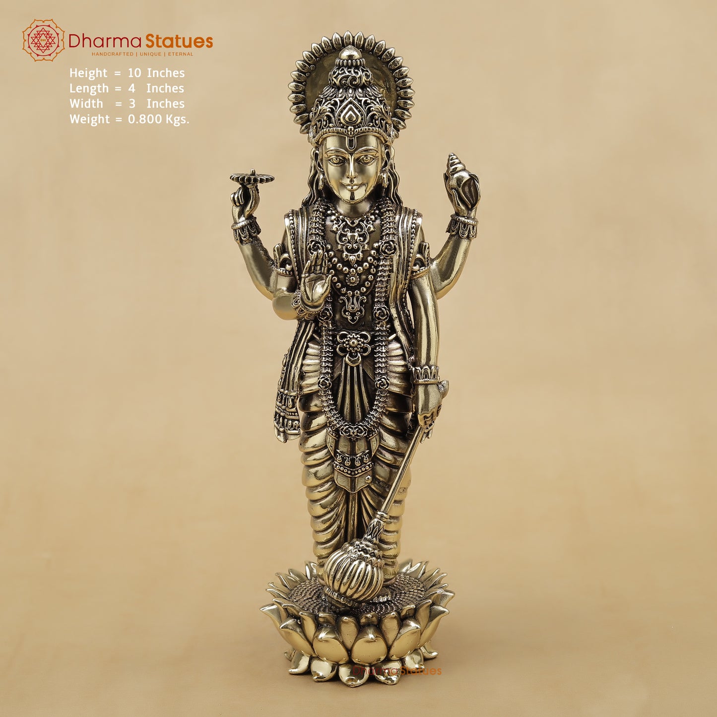 Brass Vishnu Fine, 10"