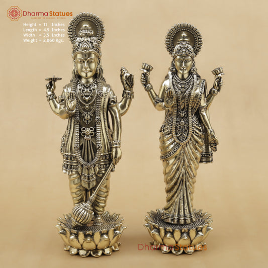 Brass Vishnu Lakshmi Fine, 11"