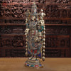 Brass Tirupati Balaji Idol, Venkateshwara Standing, Intricate Stone Work 46.5"