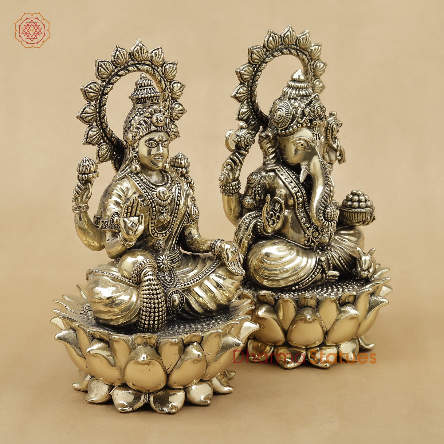 Brass Lakshmi Ganesh Fine, 9"