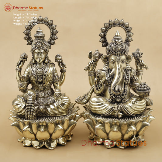 Brass Lakshmi Ganesh Fine, 13"