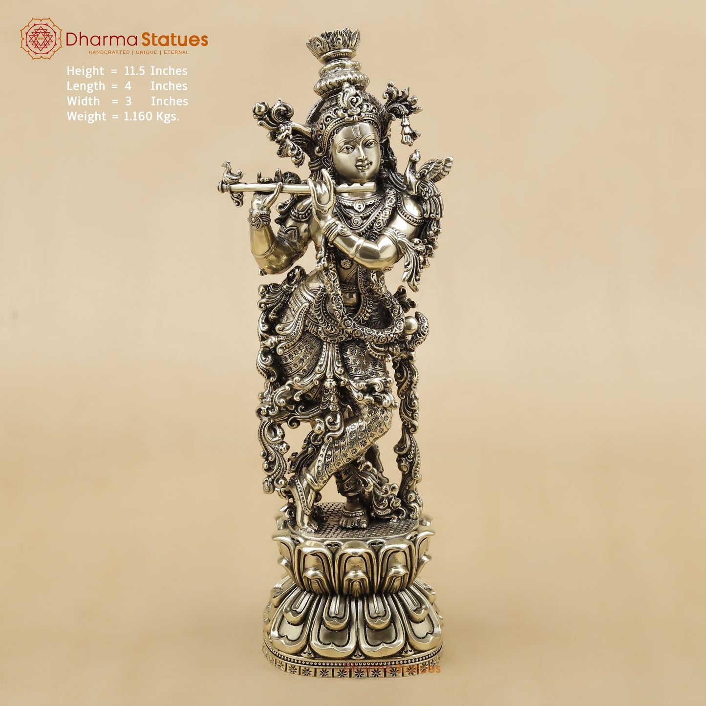 Brass Krishna Fine, 11.5"