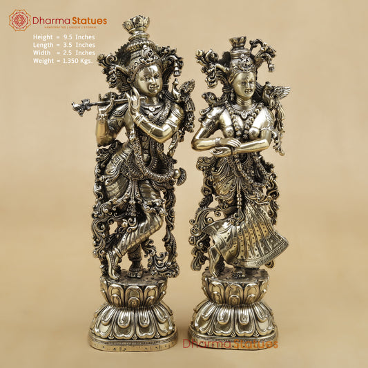Brass Radha Krishna Fine, 9.5"
