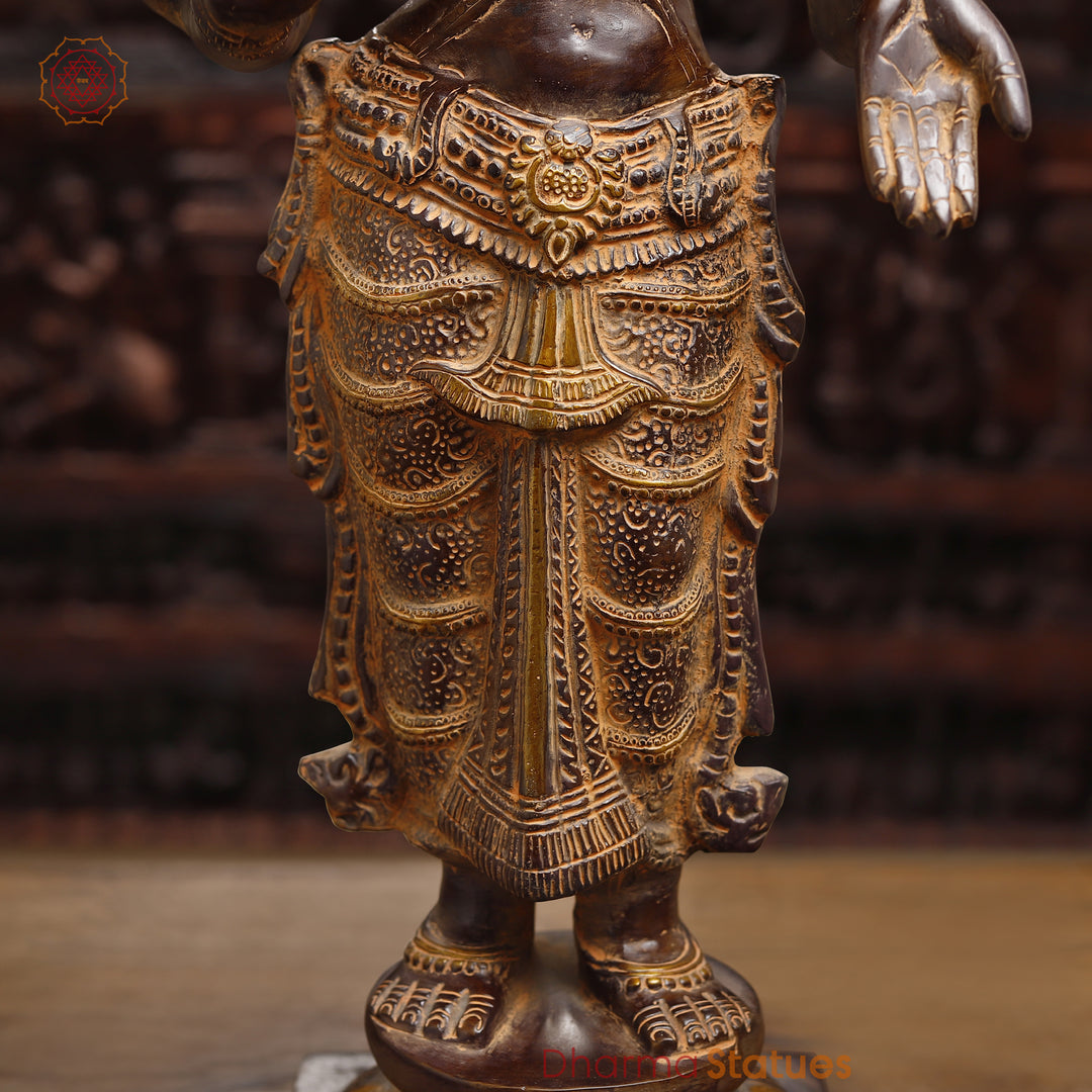 Brass Lakshmi Statue, Fine Golden & Brown Finish 31.5"