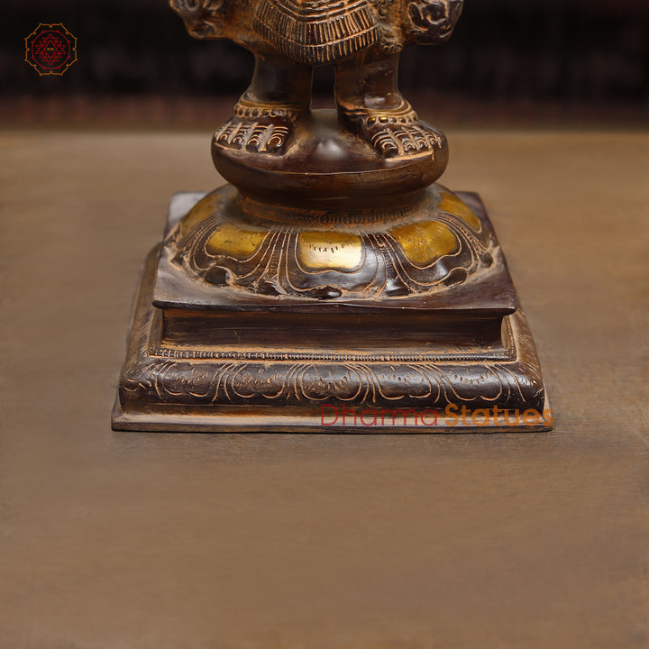 Brass Lakshmi Statue, Fine Golden & Brown Finish 31.5"