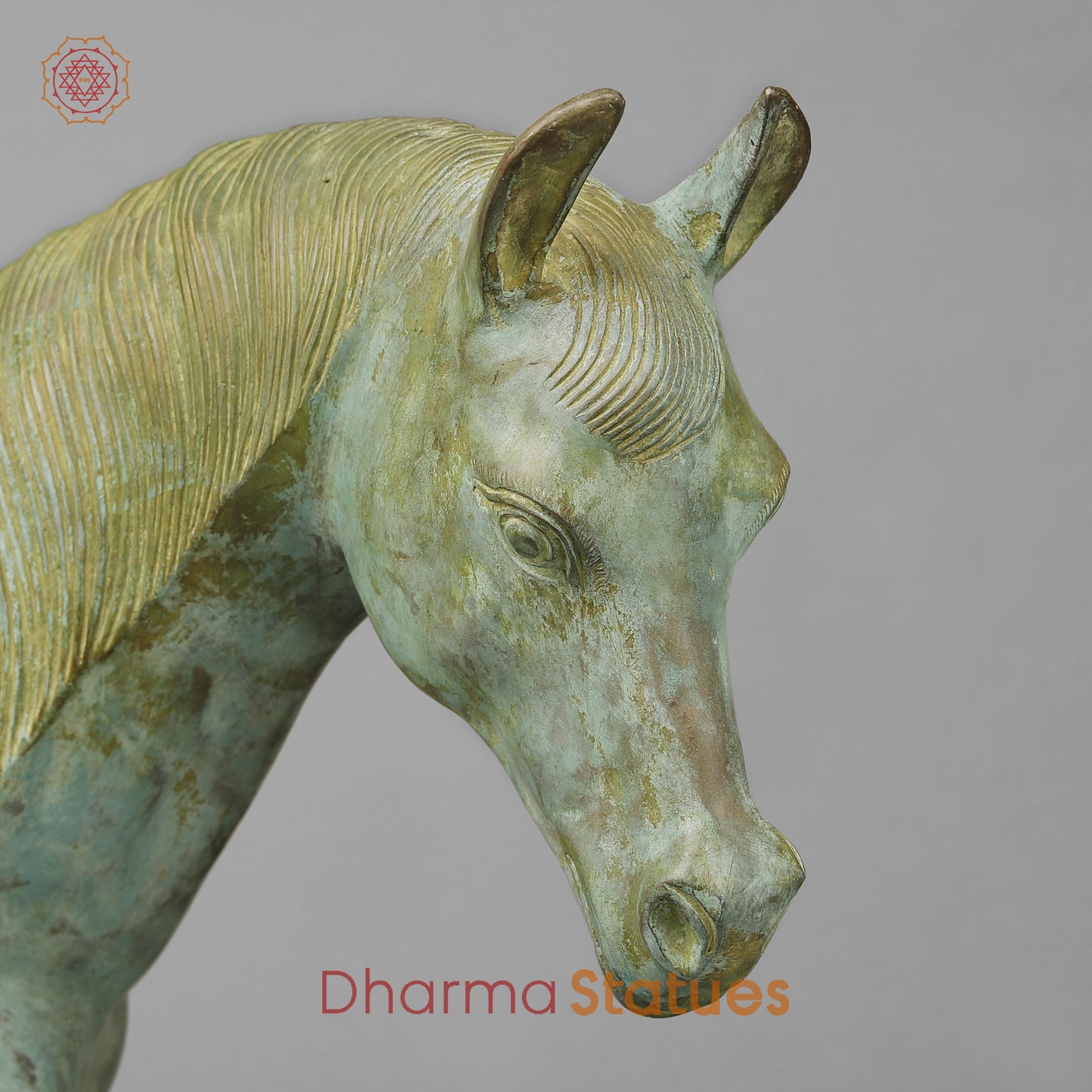 Brass Horse, Green Patina, 18.5"