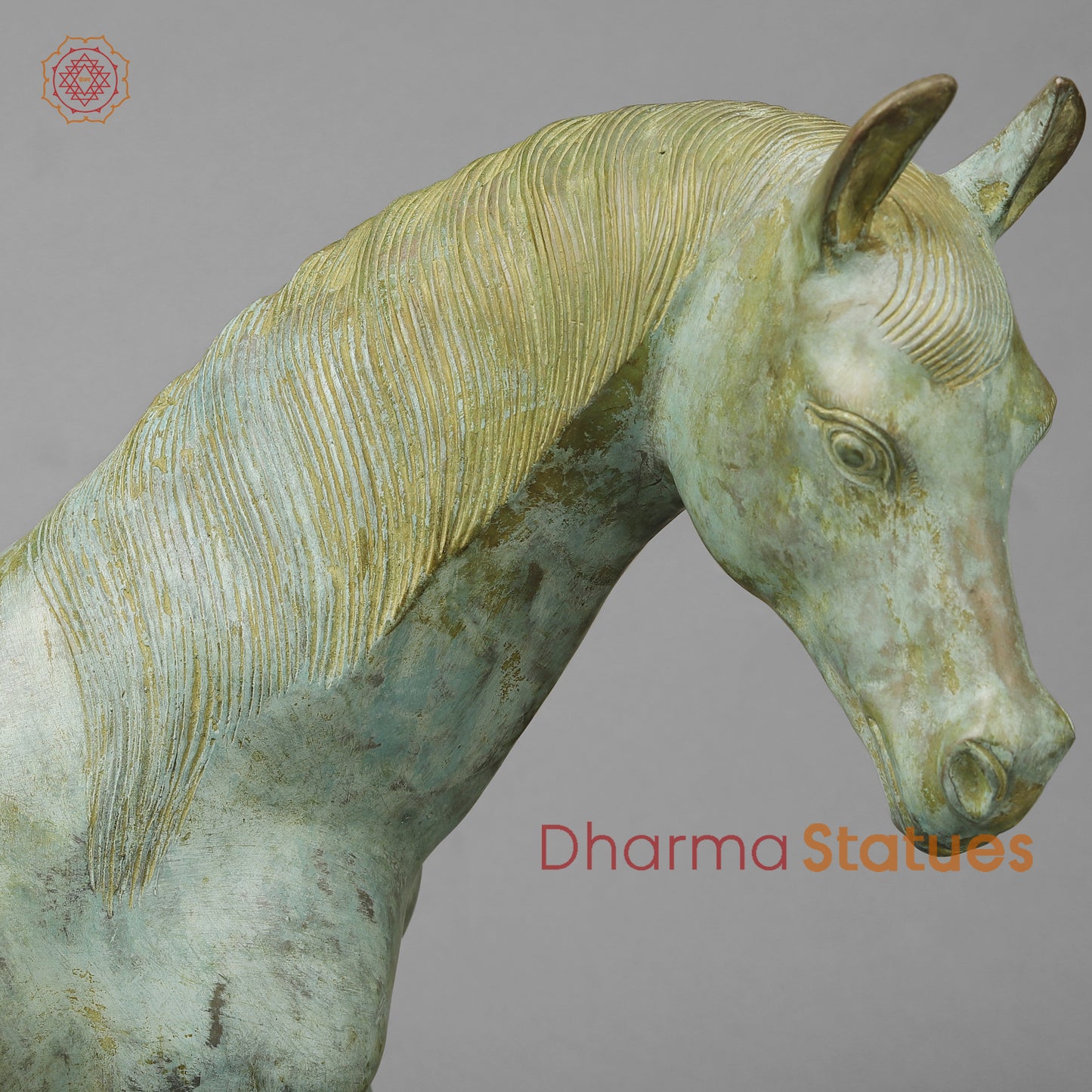 Brass Horse, Green Patina, 18.5"