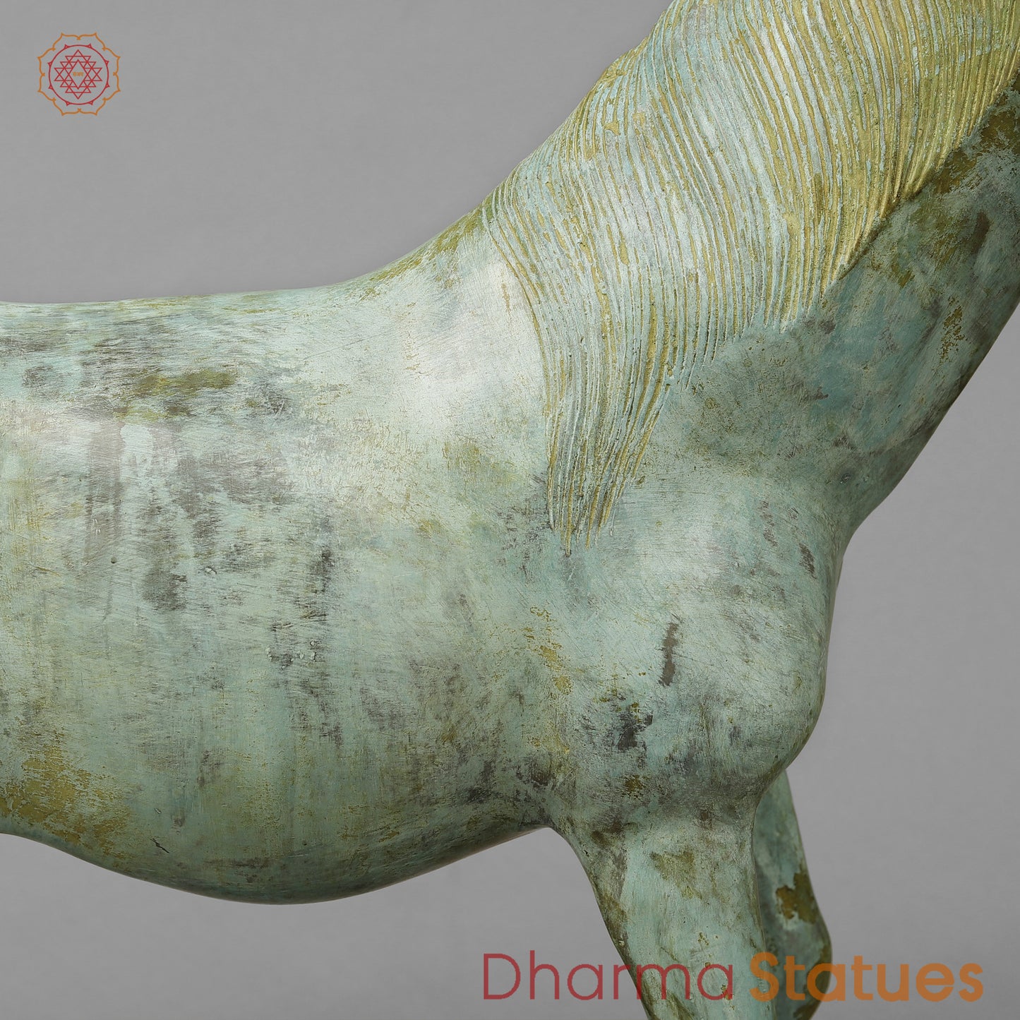 Brass Horse, Green Patina, 18.5"