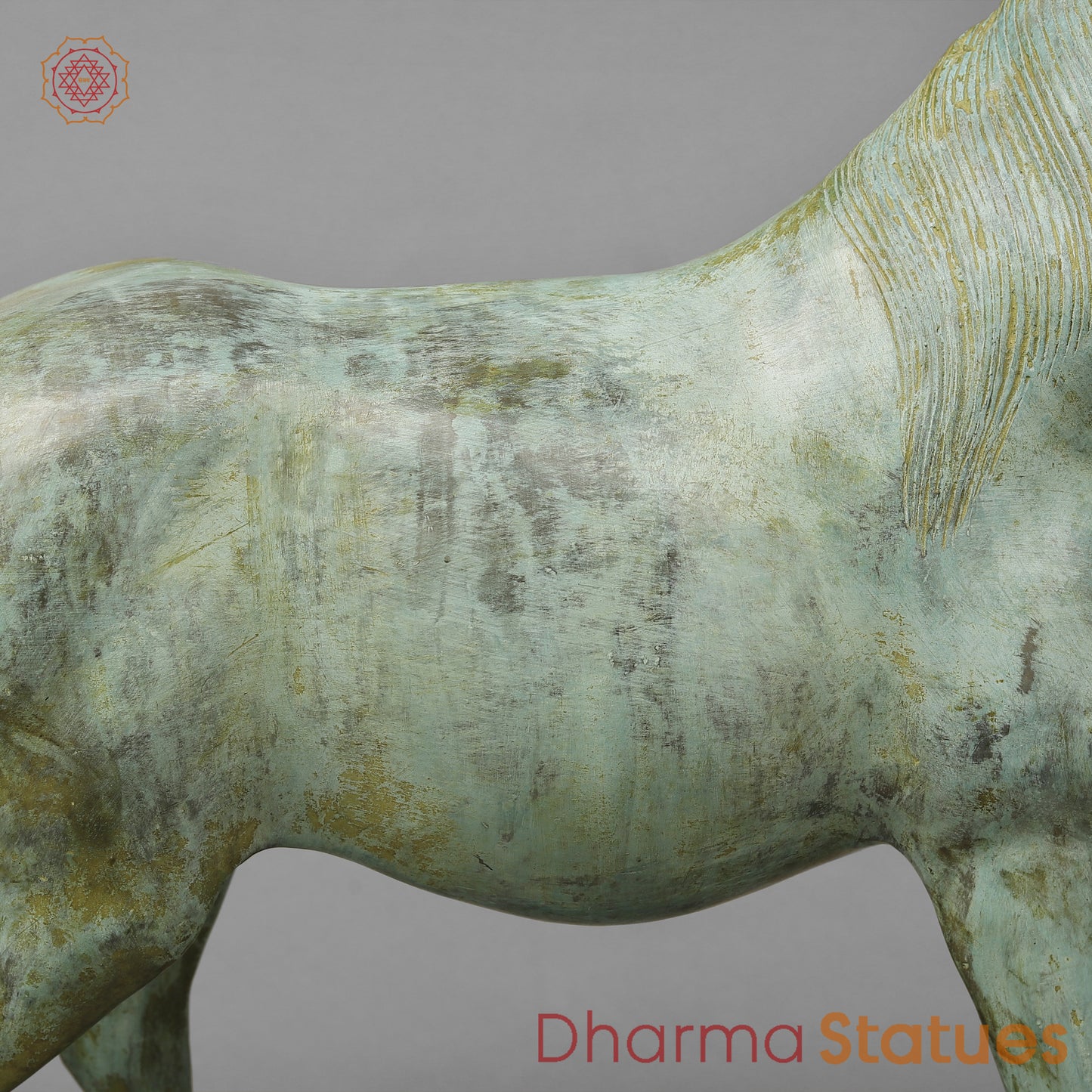 Brass Horse, Green Patina, 18.5"