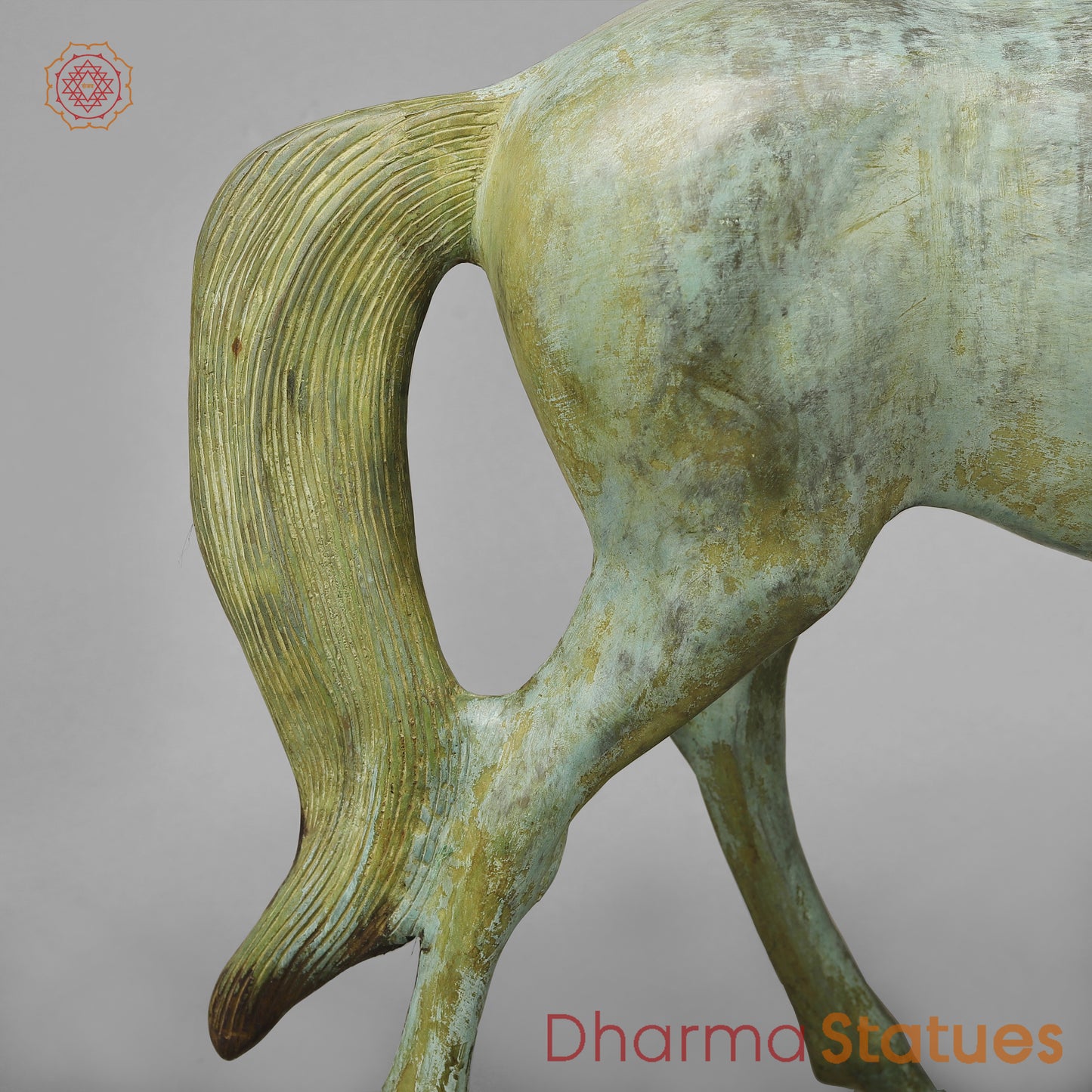 Brass Horse, Green Patina, 18.5"