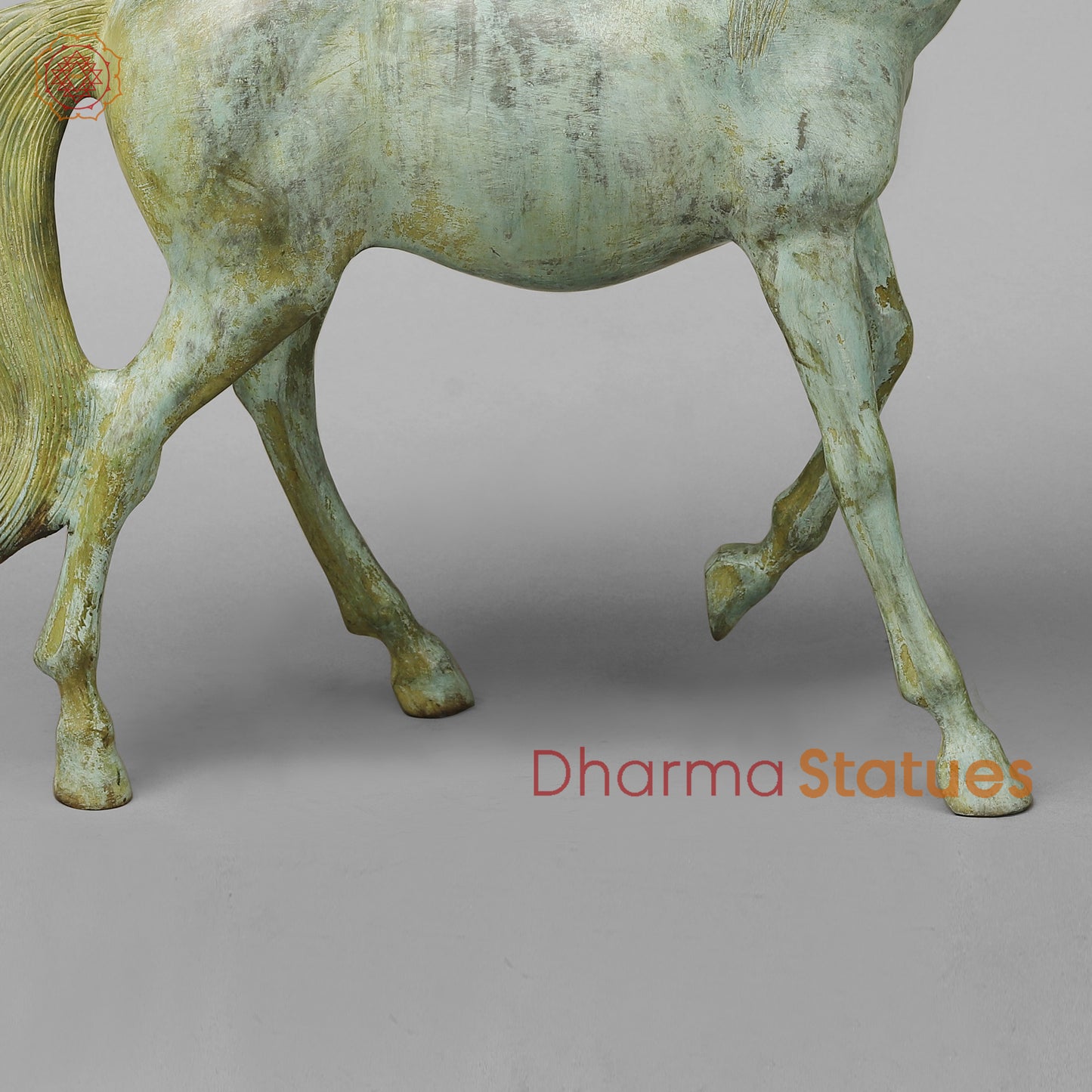 Brass Horse, Green Patina, 18.5"