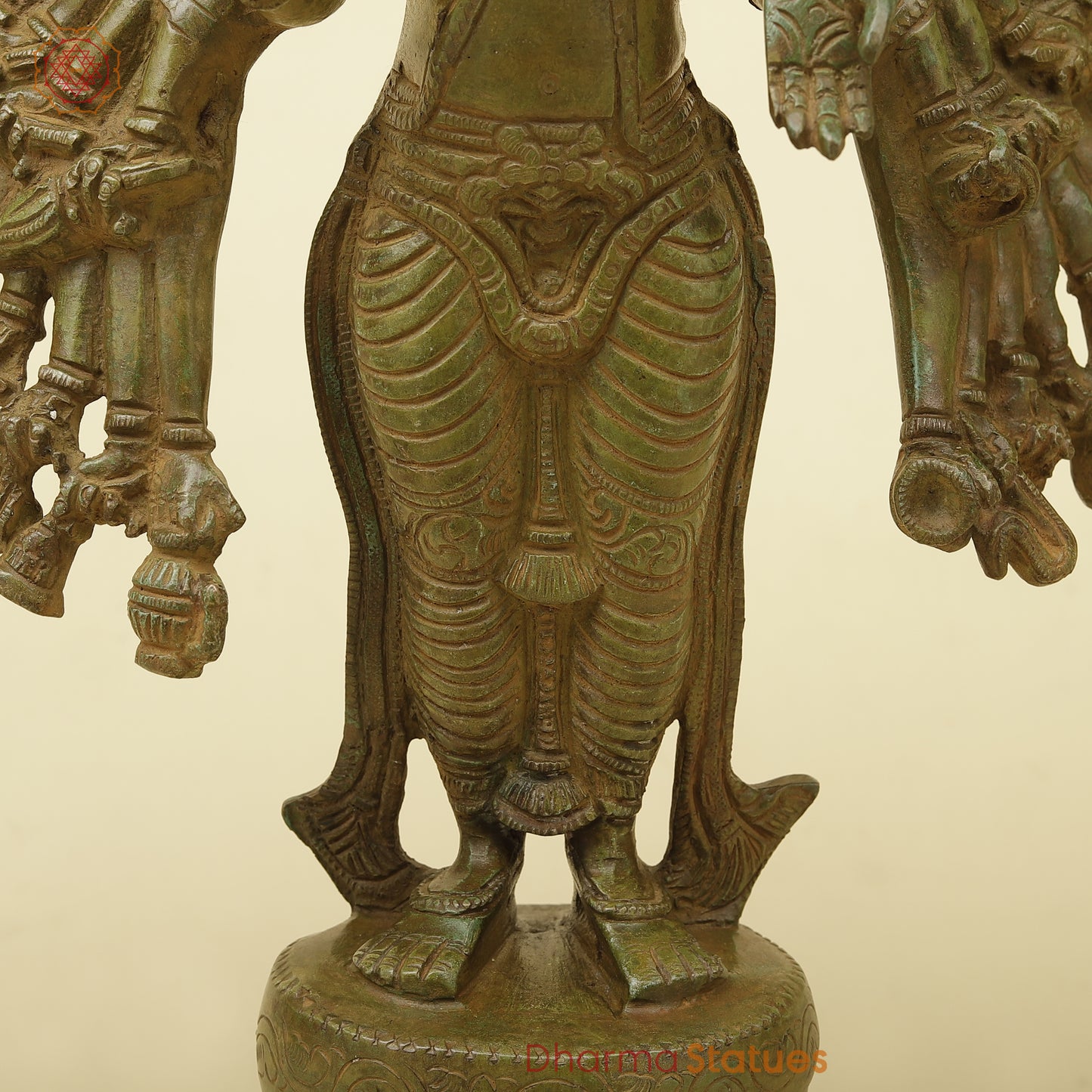 Brass SadaShiva with Many Heads, Green Ancient Finish, 21.5"