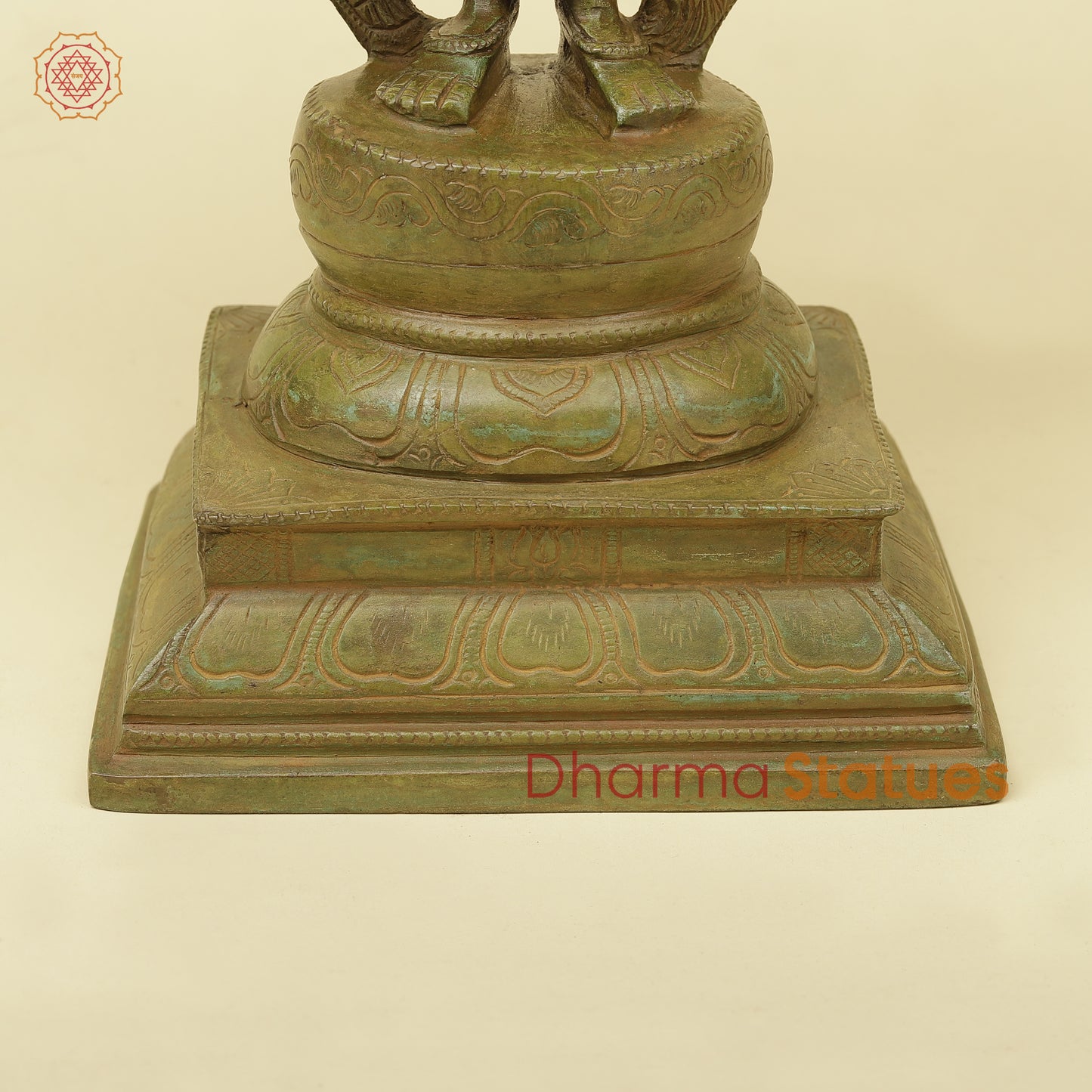 Brass SadaShiva with Many Heads, Green Ancient Finish, 21.5"