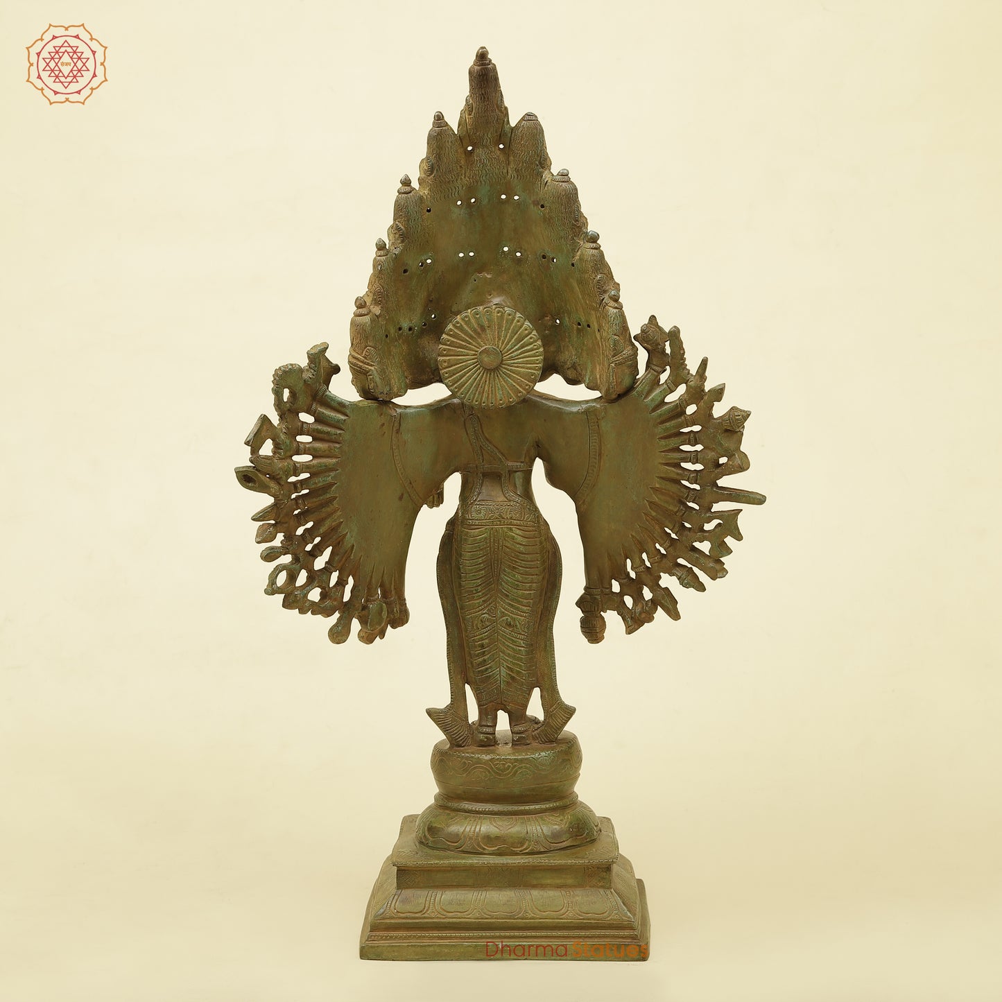 Brass SadaShiva with Many Heads, Green Ancient Finish, 21.5"