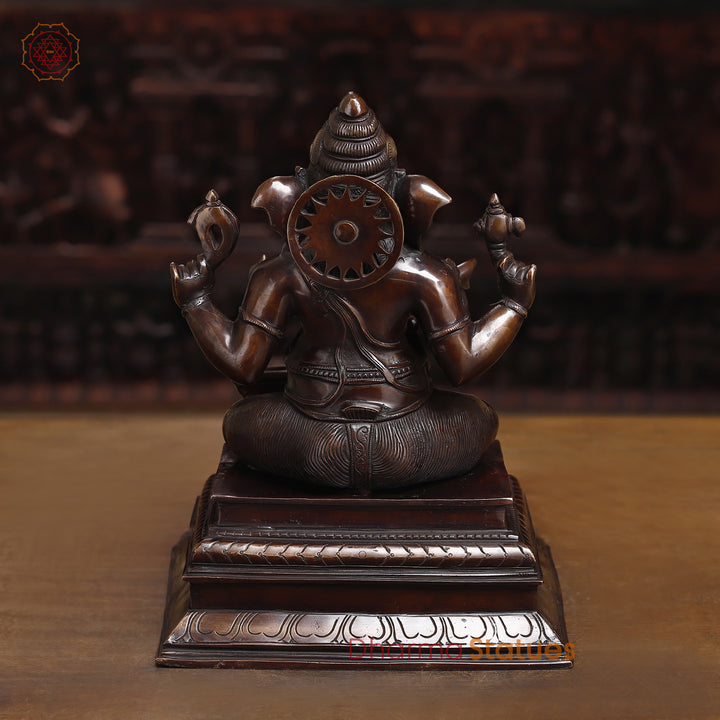 Brass Lingam Ganesh Idol, Lord Ganesh Statue, Copper Finish 14.5"