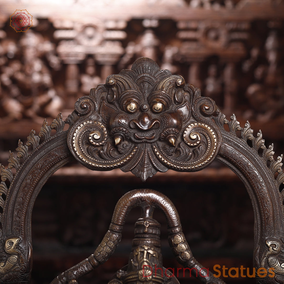 Brass Balaji Standing with Frame Fine, Antique Finish 36"