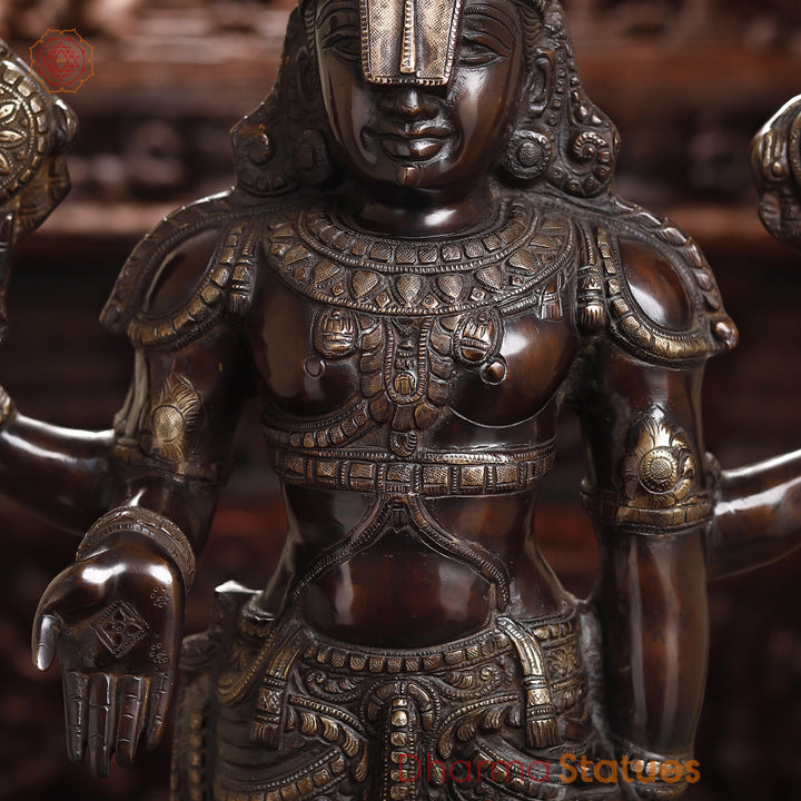 Brass Balaji Standing Idol, Radiant Heritage ,Antique Copper Accents, 39"