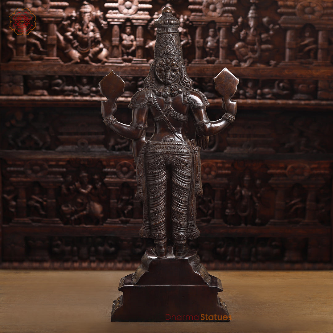 Brass Balaji Standing Idol, Radiant Heritage ,Antique Copper Accents, 39"