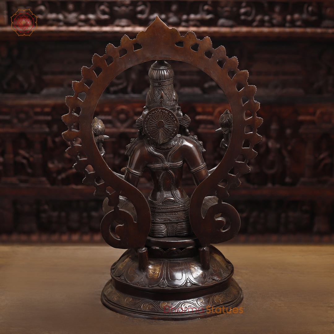 Brass Goddess Lakshmi Statue Seated, Fine Bronze Finish 26.5"