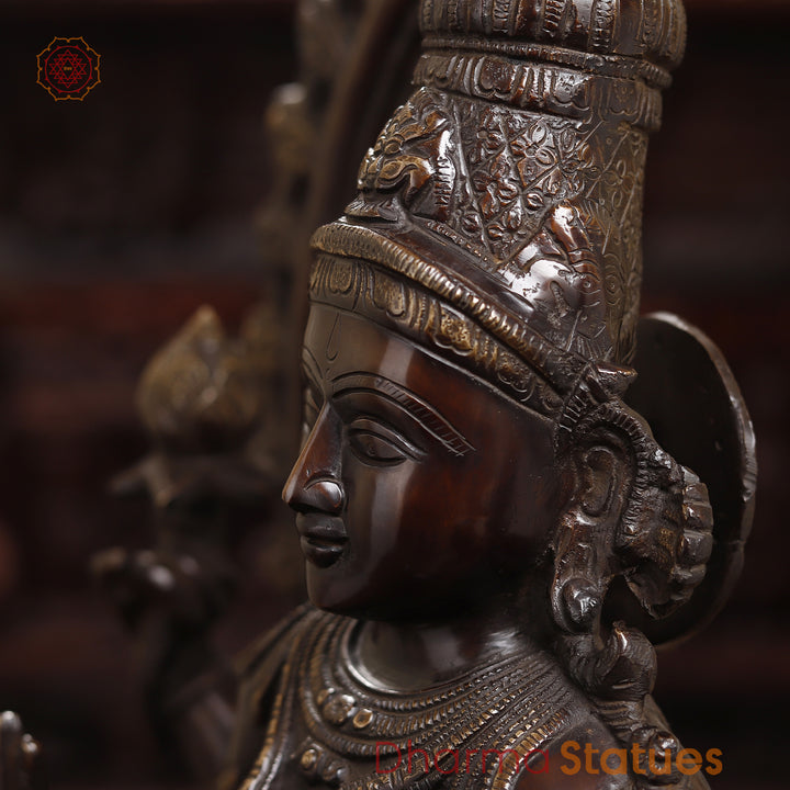 Brass Goddess Lakshmi Statue Seated, Fine Bronze Finish 26.5"