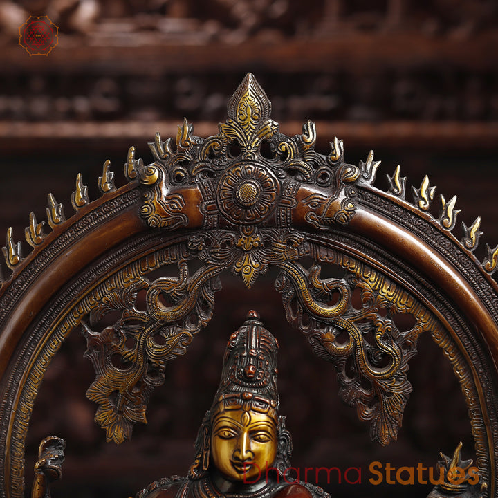 Natraj Brass Statue, Dancing Lord Shiva Idol Bronze & Gold Finish 26"