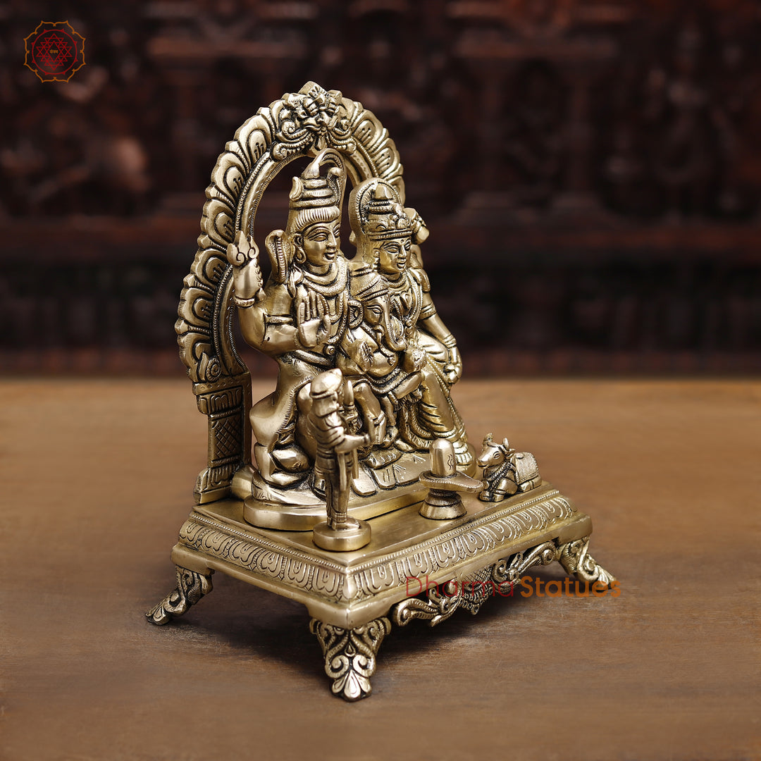 Brass Shiv Parivar Idol, Fine Golden Finish 12" side view