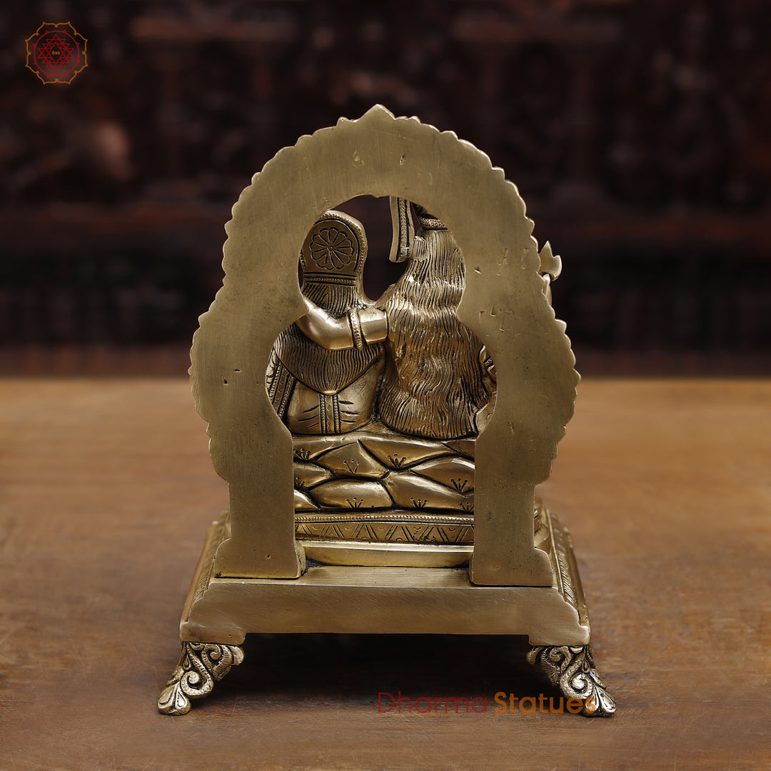 Brass Shiv Parivar Idol, Fine Golden Finish 12" back view