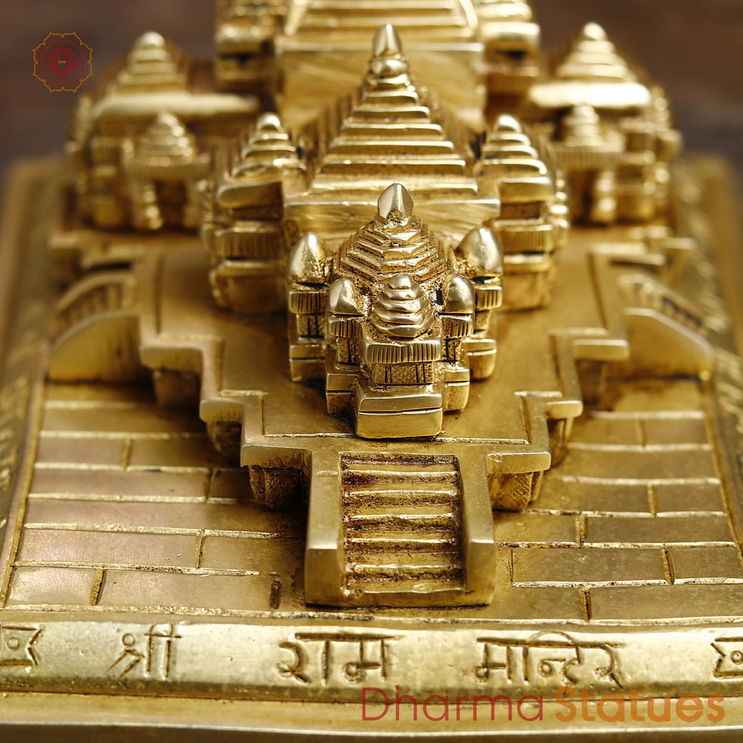 Brass Ayodhya Ram Mandir, Fine Golden Finish - 5"