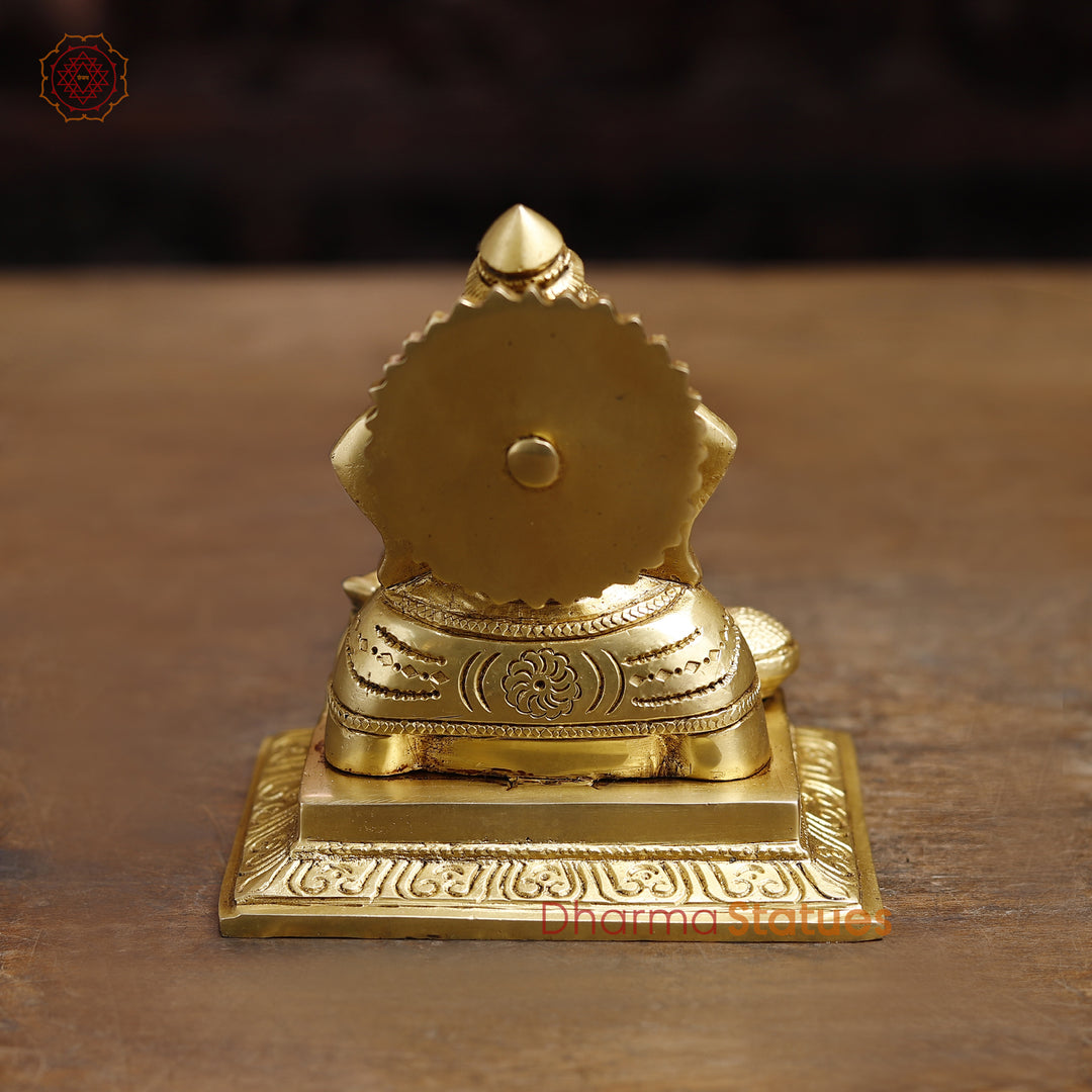 Brass Lord Ganesha Statue, Fine Golden Finish 5.5"